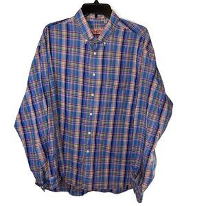 Henry Grethel Button Down Shirt Multicolor Plaid Button Collar Long Sleeve Sz XL